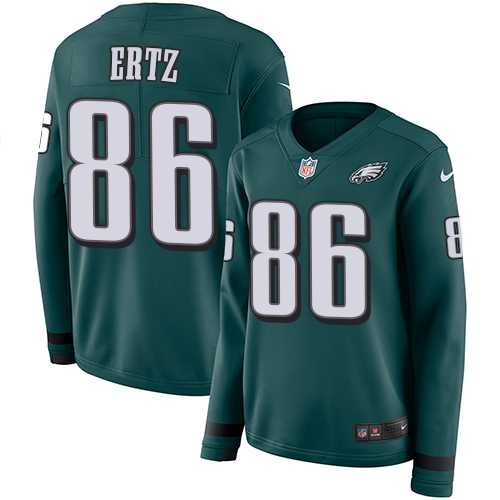 Women's Nike Philadelphia Eagles #86 Zach Ertz Midnight Green Team Color Stitched NFL Limited Therma Long Sleeve Jersey
