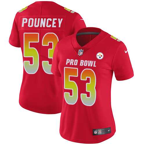 Women's Nike Pittsburgh Steelers #53 Maurkice Pouncey Red Stitched NFL Limited AFC 2019 Pro Bowl Jersey