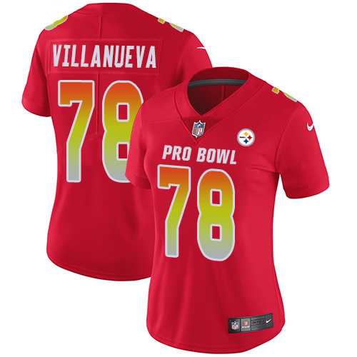 Women's Nike Pittsburgh Steelers #78 Alejandro Villanueva Red Stitched NFL Limited AFC 2019 Pro Bowl Jersey