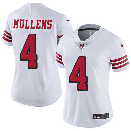 Women's Nike San Francisco 49ers #4 Nick Mullens White Rush Stitched NFL Vapor Untouchable Limited Jersey