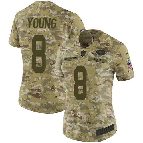 Women's Nike San Francisco 49ers #8 Steve Young Camo Stitched NFL Limited 2018 Salute to Service Jersey