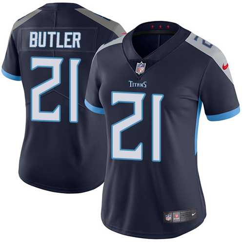 Women's Nike Tennessee Titans #21 Malcolm Butler Navy Blue Team Color Stitched NFL Vapor Untouchable Limited Jersey