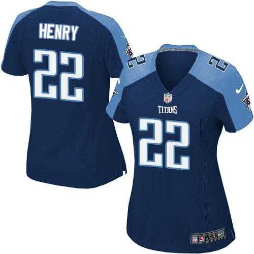 Women's Nike Tennessee Titans #22 Derrick Henry Navy Blue Team Color Stitched NFL Elite Jersey