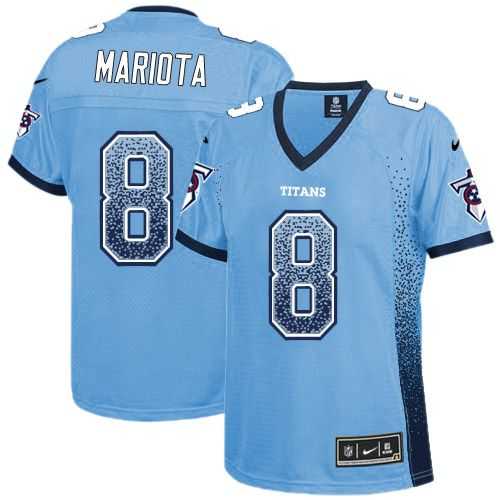 Women's Nike Tennessee Titans #8 Marcus Mariota Light Blue Alternate Stitched NFL Elite Drift Fashion Jersey