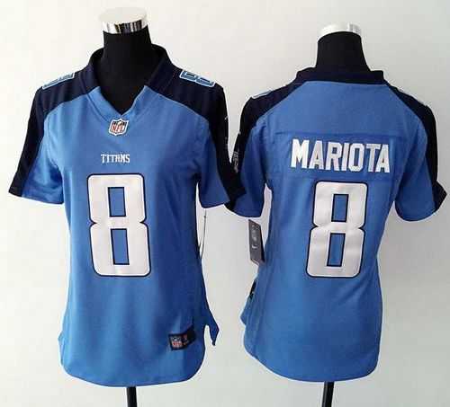 Women's Nike Tennessee Titans #8 Marcus Mariota Light Blue Alternate Stitched NFL Elite Jersey