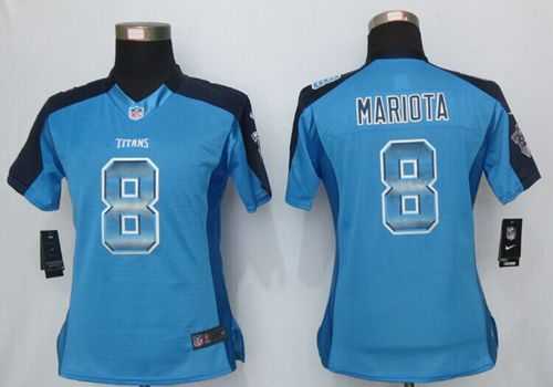 Women's Nike Tennessee Titans #8 Marcus Mariota Light Blue Alternate Stitched NFL Elite Strobe Jersey