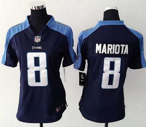 Women's Nike Tennessee Titans #8 Marcus Mariota Navy Blue Team Color Stitched NFL Elite Jersey