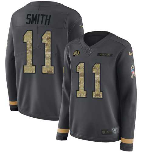 Women's Nike Washington Redskins #11 Alex Smith Anthracite Salute to Service Stitched NFL Limited Therma Long Sleeve Jersey