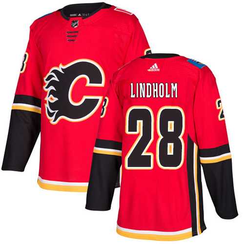 Youth Adidas Calgary Flames #28 Elias Lindholm Red Home Authentic Stitched NHL Jersey