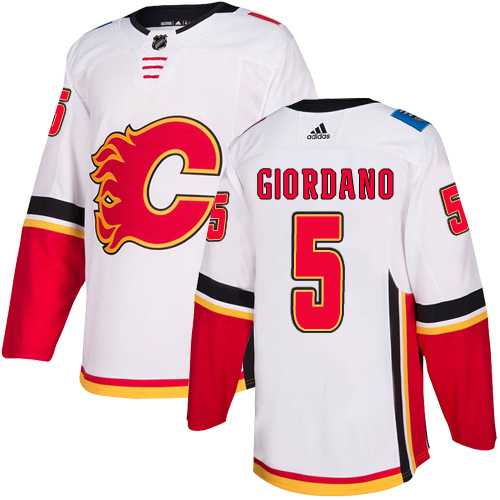 Youth Adidas Calgary Flames #5 Mark Giordano White Road Authentic Stitched NHL Jersey