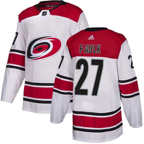 Youth Adidas Carolina Hurricanes #27 Justin Faulk White Road Authentic Stitched NHL Jersey