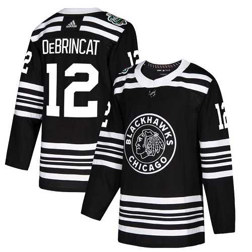Youth Adidas Chicago Blackhawks #12 Alex DeBrincat Black Authentic 2019 Winter Classic Stitched NHL Jersey