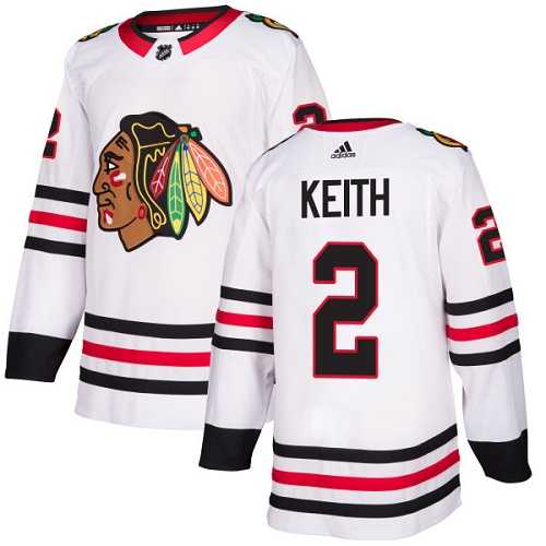 Youth Adidas Chicago Blackhawks #2 Duncan Keith White Road Authentic Stitched NHL Jersey