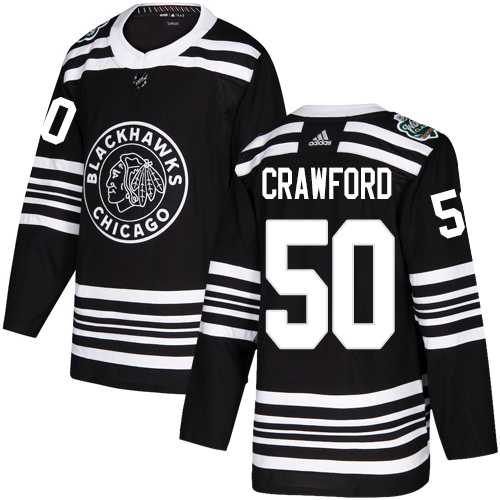 Youth Adidas Chicago Blackhawks #50 Corey Crawford Black Authentic 2019 Winter Classic Stitched NHL Jersey