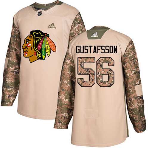 Youth Adidas Chicago Blackhawks #56 Erik Gustafsson Camo Authentic 2017 Veterans Day Stitched NHL Jersey