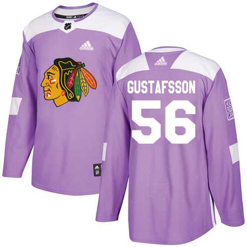 Youth Adidas Chicago Blackhawks #56 Erik Gustafsson Purple Authentic Fights Cancer Stitched NHL Jersey