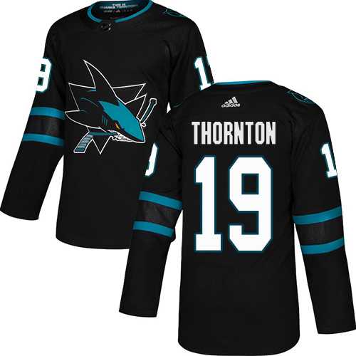 Youth Adidas San Jose Sharks #19 Joe Thornton Black Alternate Authentic Stitched NHL Jersey