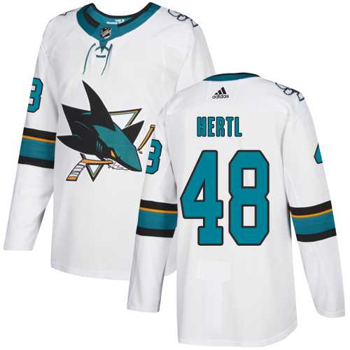 Youth Adidas San Jose Sharks #48 Tomas Hertl White Road Authentic Stitched NHL Jersey