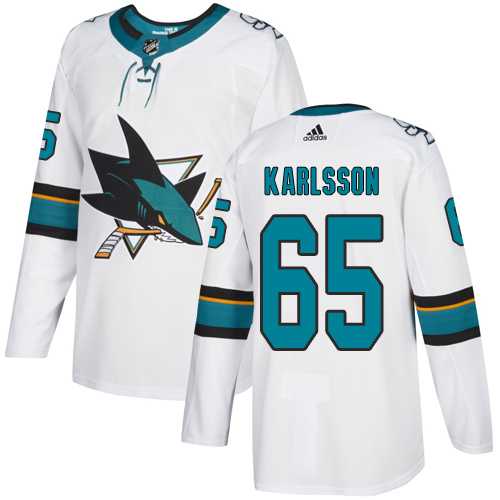 Youth Adidas San Jose Sharks #65 Erik Karlsson White Road Authentic Stitched NHL Jersey