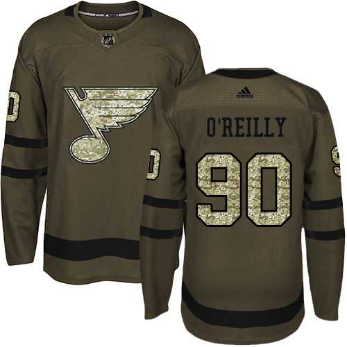 Youth Adidas St. Louis Blues #90 Ryan O'Reilly Green Salute to Service Stitched NHL Jersey