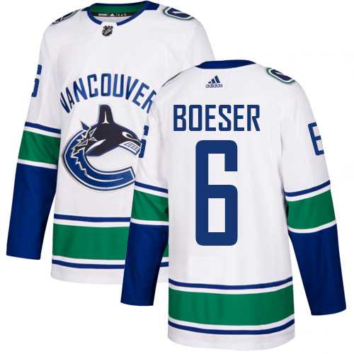Youth Adidas Vancouver Canucks #6 Brock Boeser White Road Authentic Stitched NHL Jersey