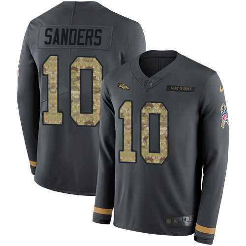 Youth Nike Denver Broncos #10 Emmanuel Sanders Anthracite Salute to Service Stitched NFL Limited Therma Long Sleeve Jersey