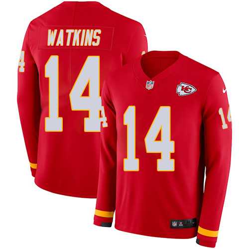Youth Nike Kansas City Chiefs #14 Sammy Watkins Red Team Color Stitched NFL Limited Therma Long Sleeve Jersey