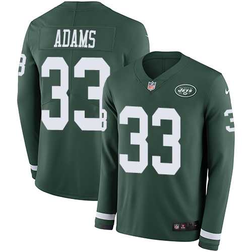 Youth Nike New York Jets #33 Jamal Adams Green Team Color Stitched NFL Limited Therma Long Sleeve Jersey