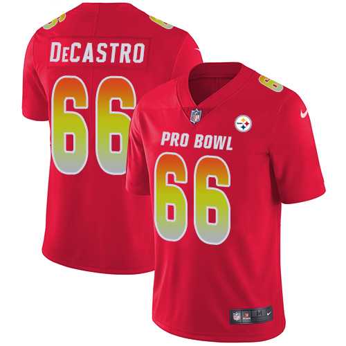 Youth Nike Pittsburgh Steelers #66 David DeCastro Red Stitched NFL Limited AFC 2019 Pro Bowl Jersey