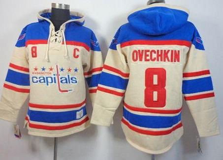Washington Capitals #8 Alex Ovechkin Cream Stitched NHL Sawyer Hooded Sweatshirt
