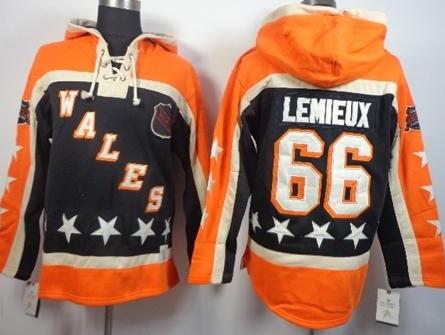 Pittsburgh Penguins #66 Mario Lemieux Black All Star Stitched NHL Sawyer Hooded Sweatshirt