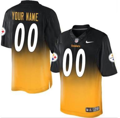 Nike Pittsburgh Steelers Customized Black Gold Fadeaway Fashion Elite Stitched NFL Jersey