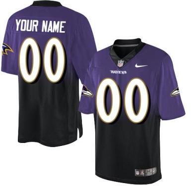 Nike Baltimore Ravens Customized Purple Black Fadeaway Fashion Elite Stitched NFL Jersey