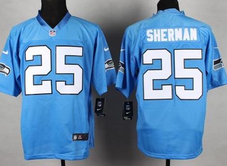 Nike Seattle Seahawks 25 Richard Sherman Light Blue Stitched NFL Elite Jersey