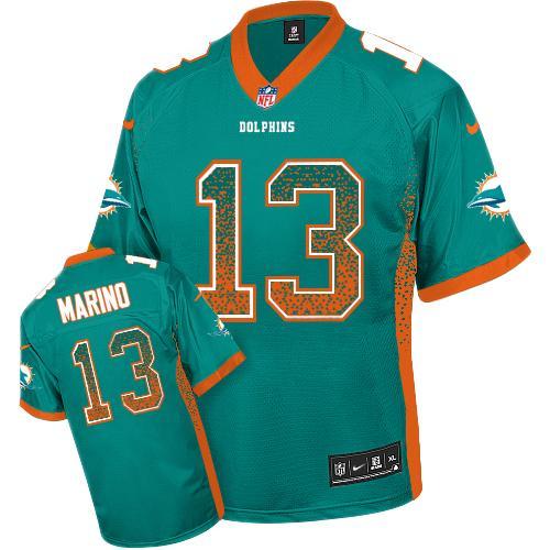 Youth Nike Miami Dolphins #13 Dan Marino Aqua Green Stitched Drift Fashion Elite NFL Jersey