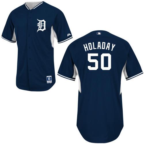Detroit Tigers #50 Bryan Holaday Blue Authentic 2014 Cool Base BP MLB Jersey