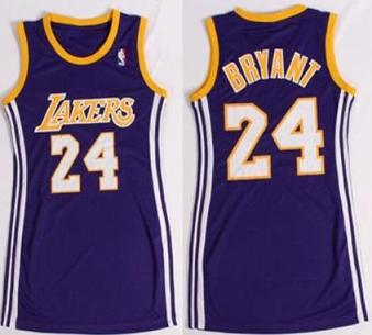 Women Los Angeles Lakers 24 Kobe Bryant Purple Stitched NBA Jersey Dress