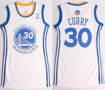 Women Golden State Warriors 30 Stephen Curry White Stitched NBA Jersey Dress