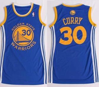 Women Golden State Warriors 30 Stephen Curry Blue Stitched NBA Jersey Dress