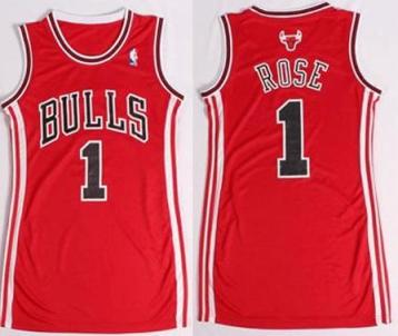 Women Chicago Bulls #1 Derrick Rose Red Stitched NBA Jersey Dress