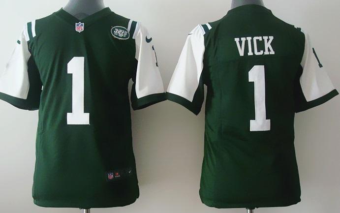 Kids Nike New York Jets #1 Michael Vick Green NFL Jerseys