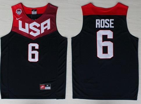 2014 USA Dream 11 Team 6 Derrick Rose Bllue Basketball Jerseys