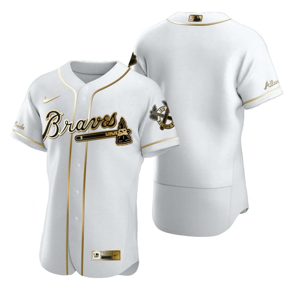 Atlanta Braves Blank White Nike Men's Authentic Golden Edition MLB Jersey