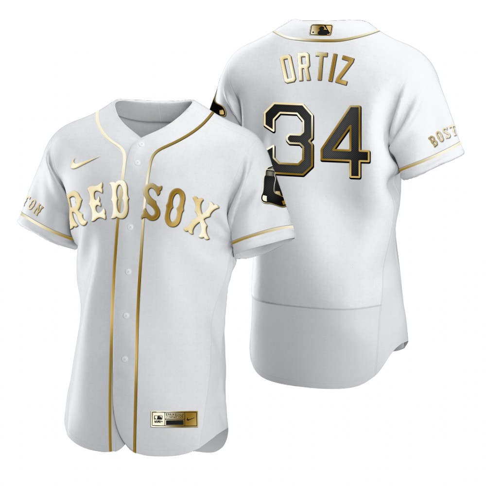 Boston Red Sox #34 David Ortiz White Nike Men's Authentic Golden Edition MLB Jersey