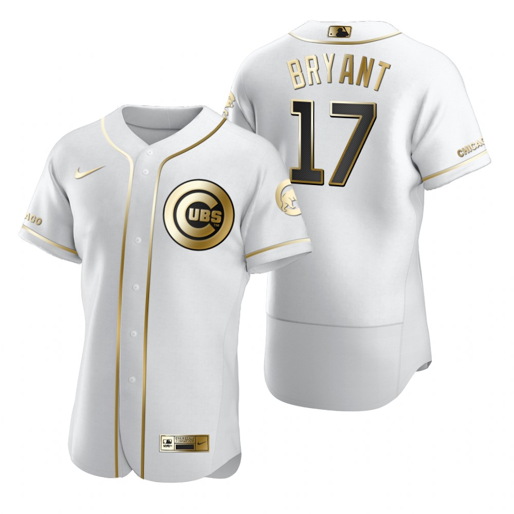 Chicago Cubs #17 Kris Bryant White Nike Men's Authentic Golden Edition MLB Jersey