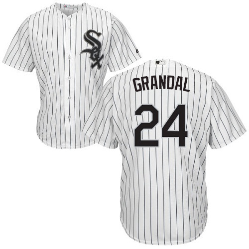 White Sox #24 Yasmani Grandal White(Black Strip) New Cool Base Stitched MLB Jersey