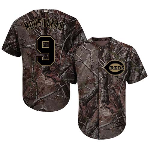 Reds #9 Mike Moustakas Camo Realtree Collection Cool Base Stitched MLB Jersey