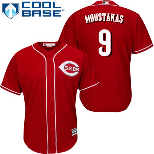 Reds #9 Mike Moustakas Red New Cool Base Stitched MLB Jersey