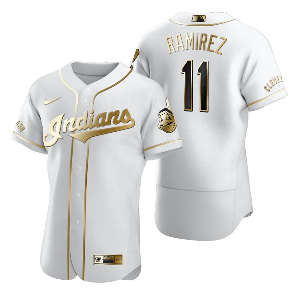 Cleveland Indians #11 Jose Ramirez White Nike Men's Authentic Golden Edition MLB Jersey