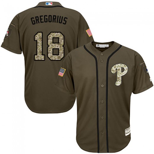 Phillies #18 Didi Gregorius Green Salute to Service Stitched MLB Jersey